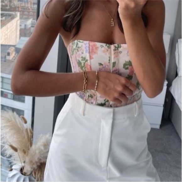 Zara Tops - Zara Floral Corset Top in Ivory Multi BLOGGERS FAVORITE!!! NWT